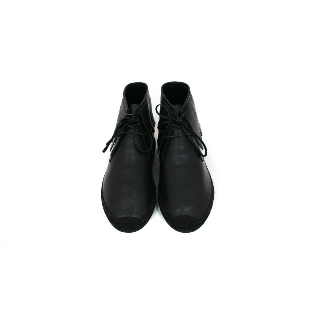 Saint Laurent Men's Black Leather Fringed Mid Top Espadrilles Moccasin 39 US 6 - Picture 5 of 8